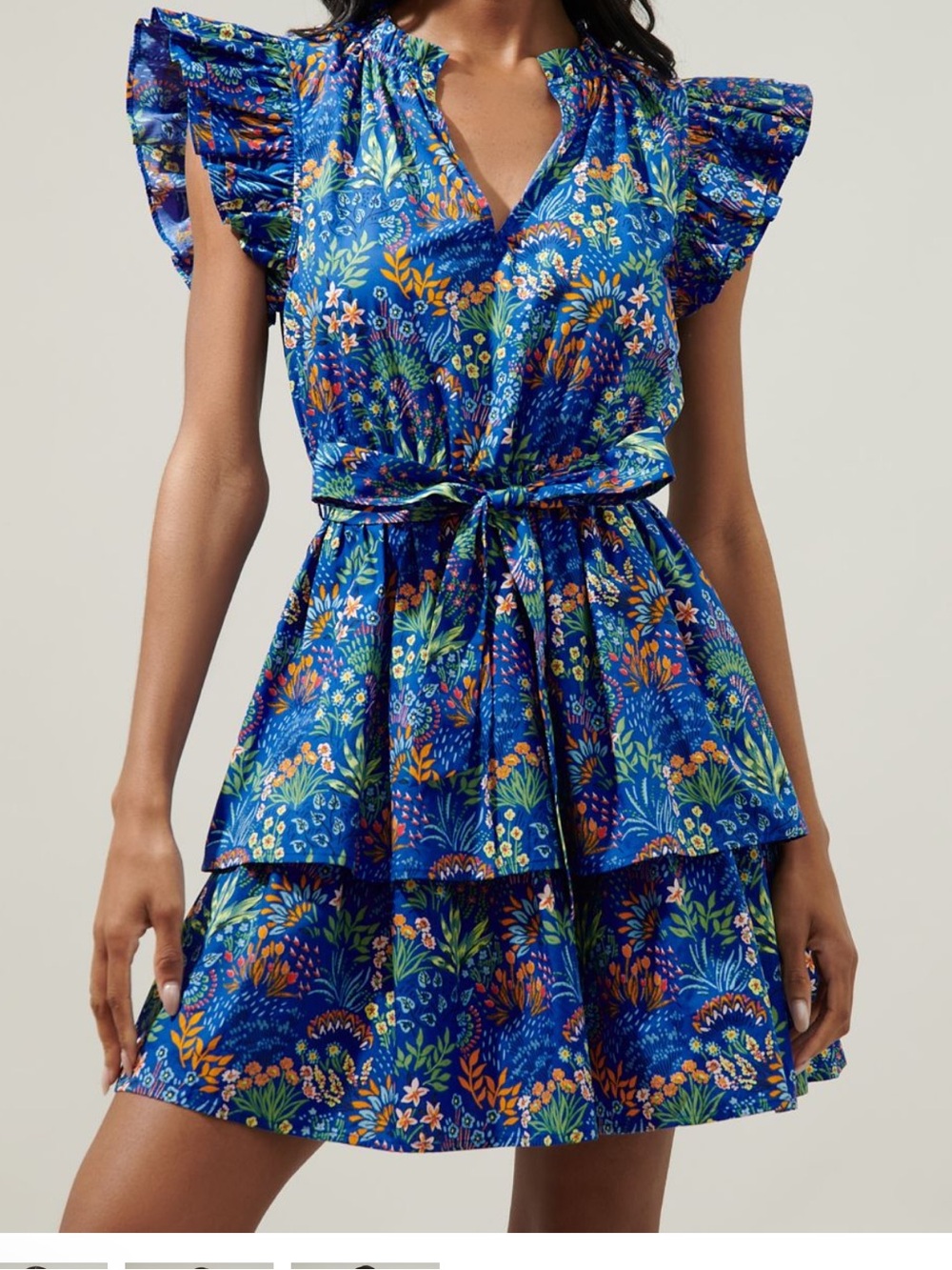 SUGARLIPS ruya floral marisol mini dress in cobalt combo XL